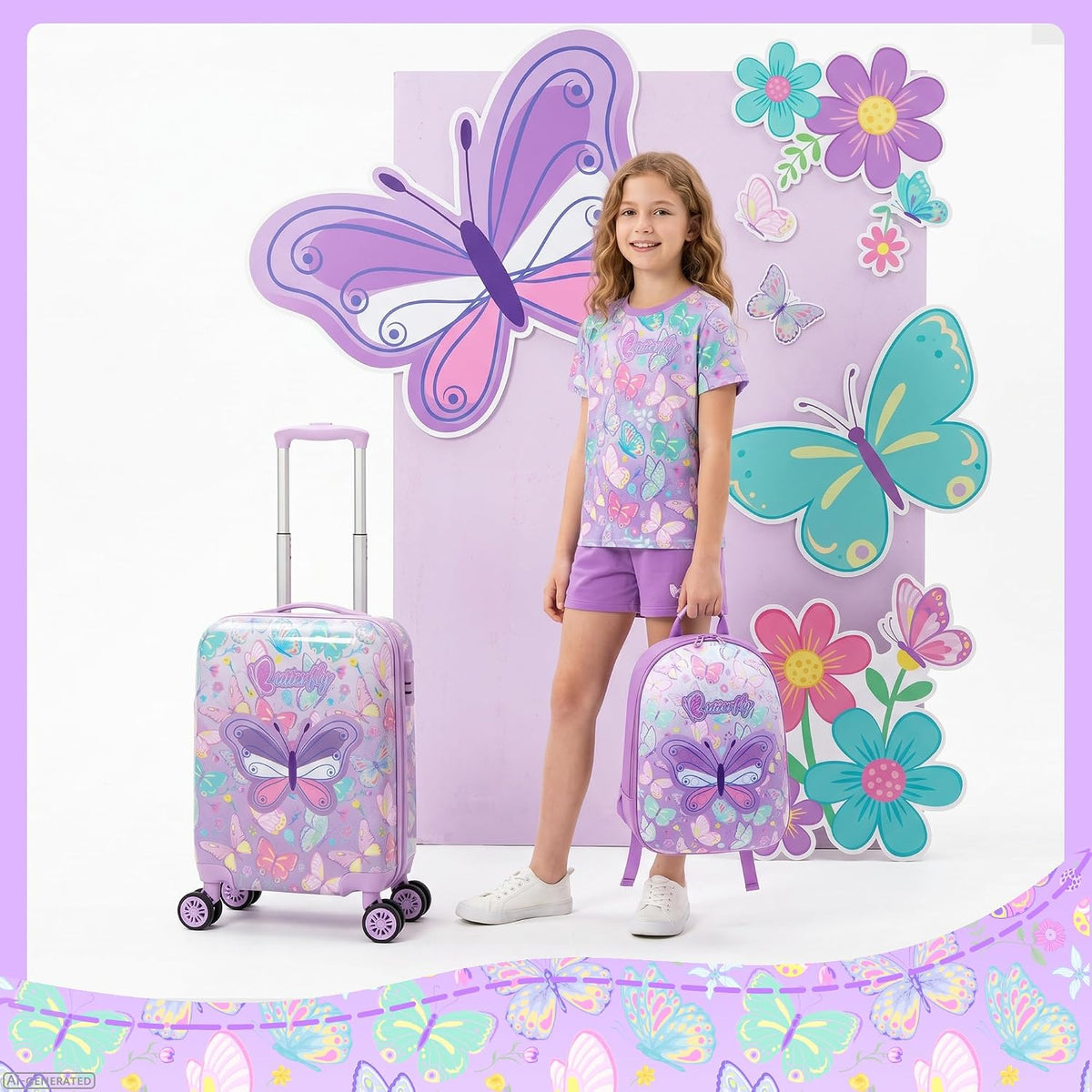 Esteemly Juego de equipaje para niños, 4 piezas, 16 pulgadas, rueda...