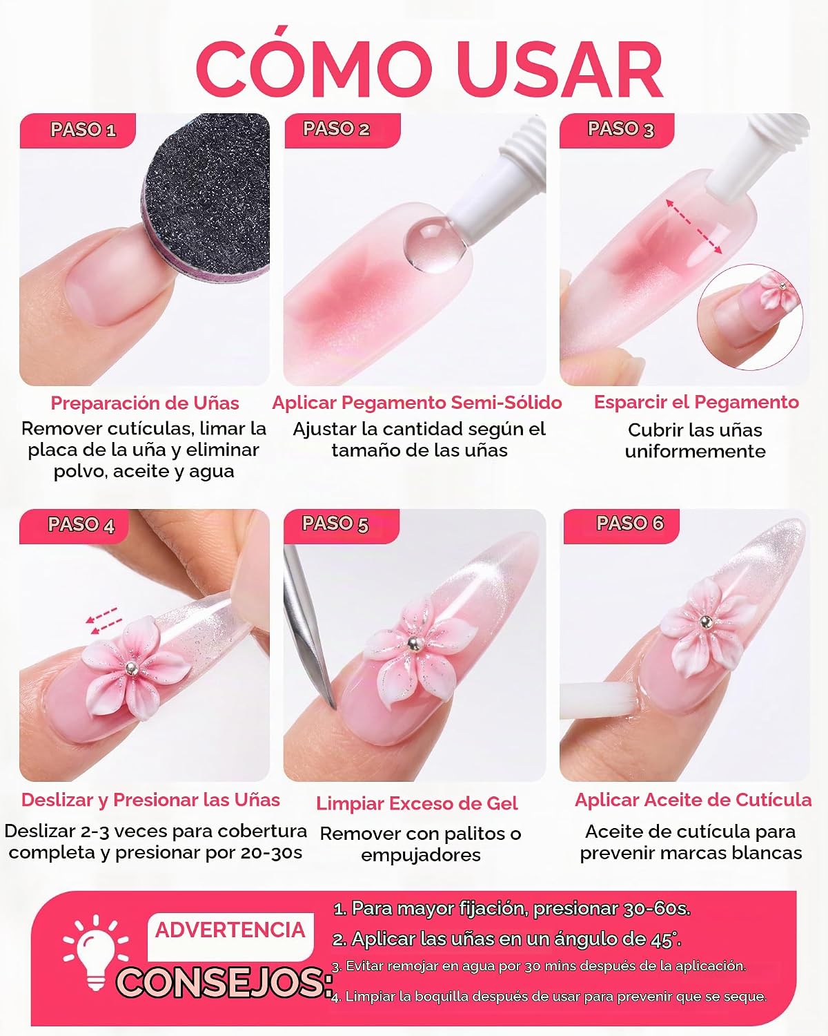 Pegamento de uñas semisólido Makartt para prensados: 15 ml, secado...