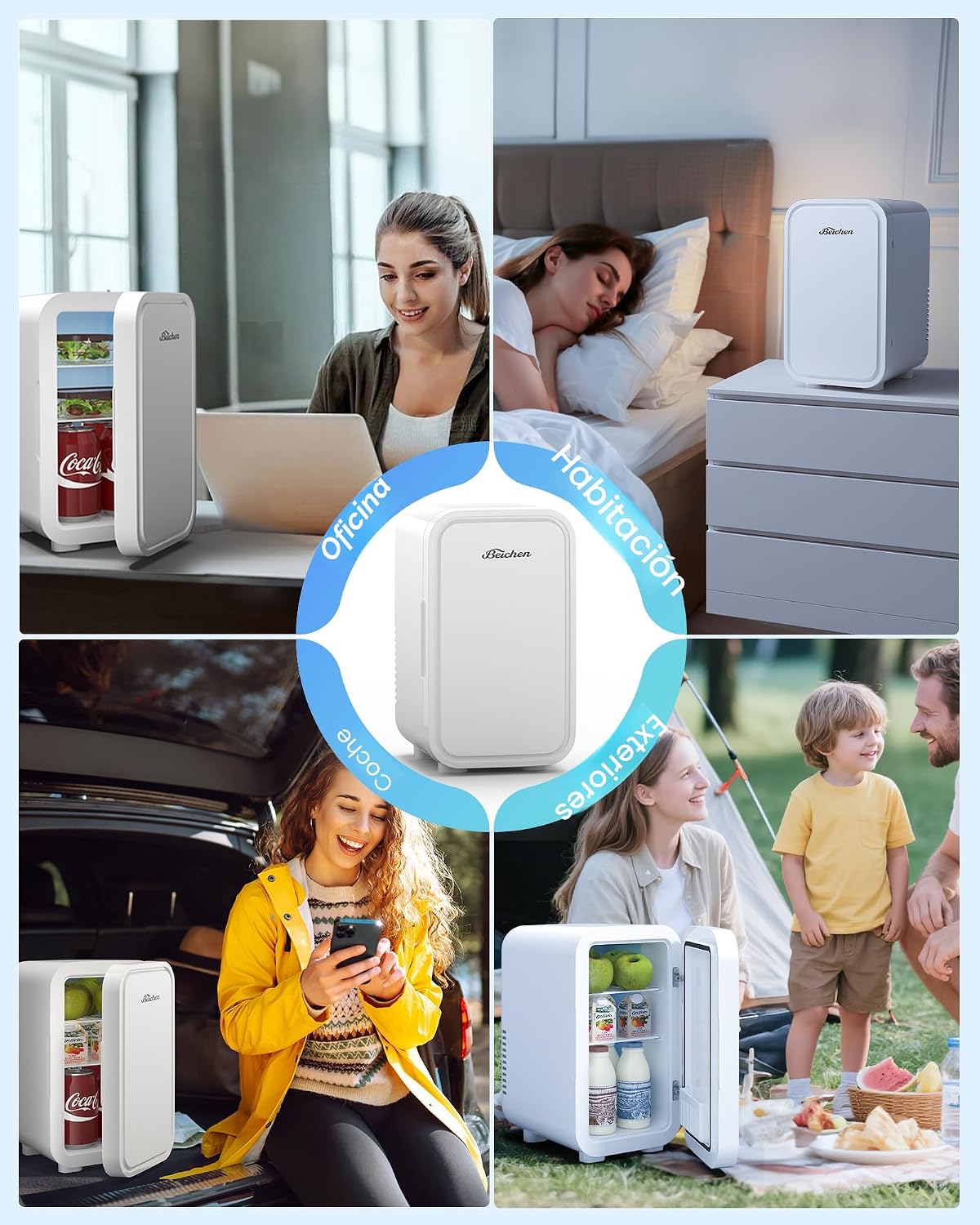 BEICHEN Mini nevera, refrigerador pequeño de 6 litros\/8 latas para...