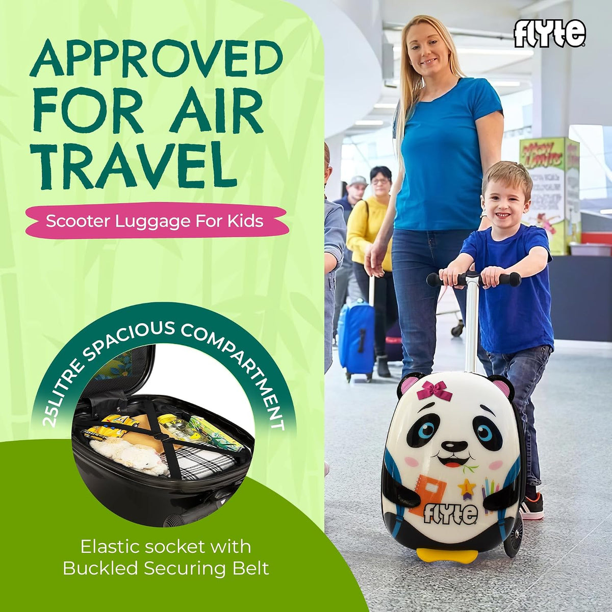 Maleta de patinete Flyte - 2 en 1, maleta de 18 pulgadas para niños...