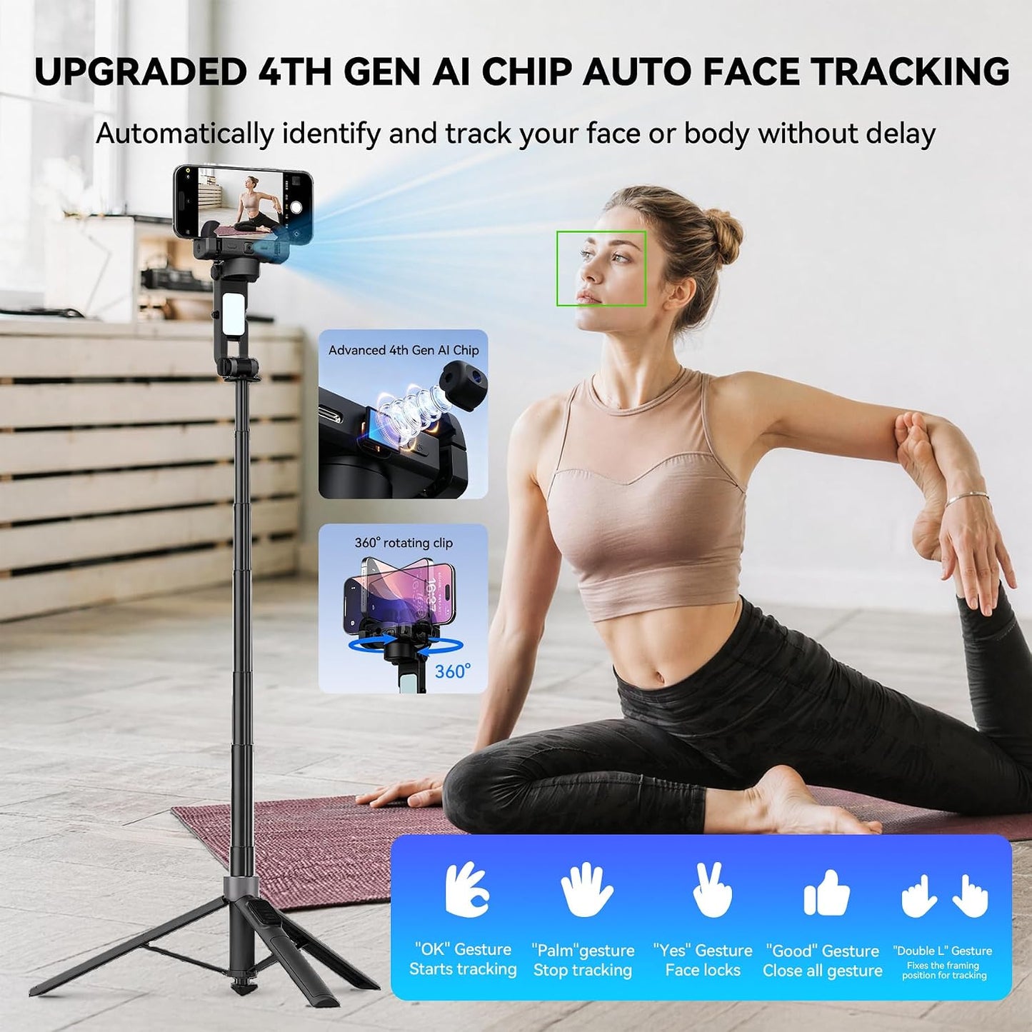 Trípode para selfie con seguimiento facial automático 2026 para iPh...