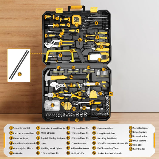GRENPRO - Kit de herramientas de 218 piezas para el hogar, caja de...