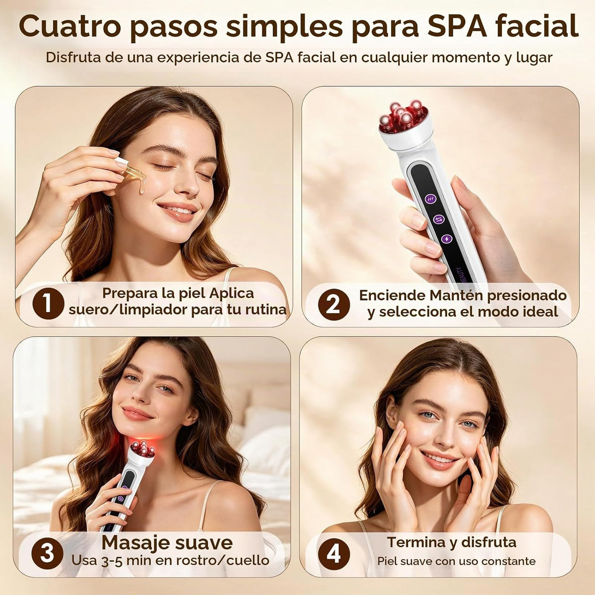Masajeador facial eléctrico giratorio de 360° con terapia de calor...