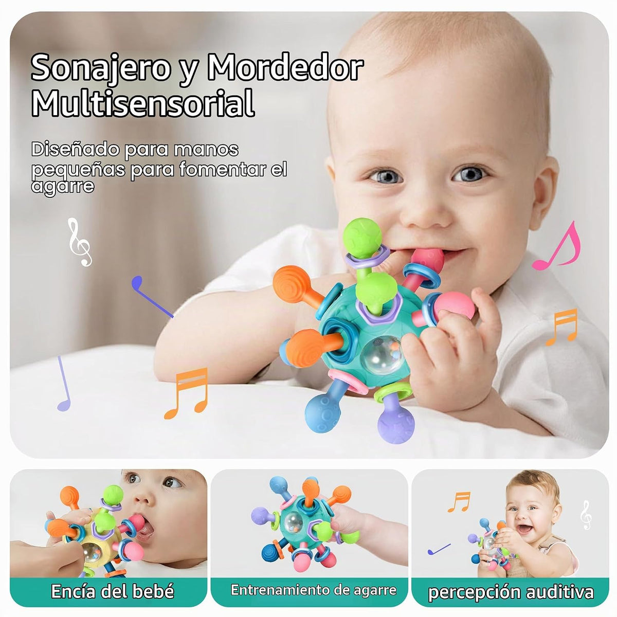 Juguetes de dentición Montessori para bebés de 0-6 y 6-12 meses, ju...