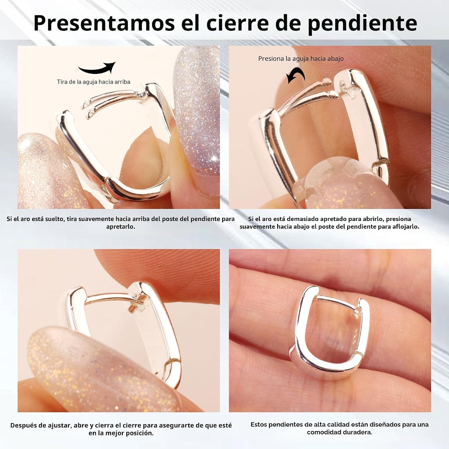 Pendientes de Plata de Ley 925 Pequeños, Pendientes Gruesos de Plat...
