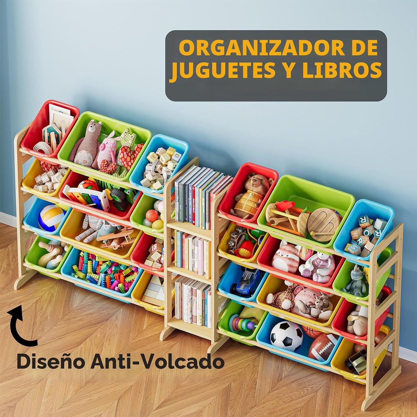 SpaceAid Organizador grande de almacenamiento de juguetes con 24 co...