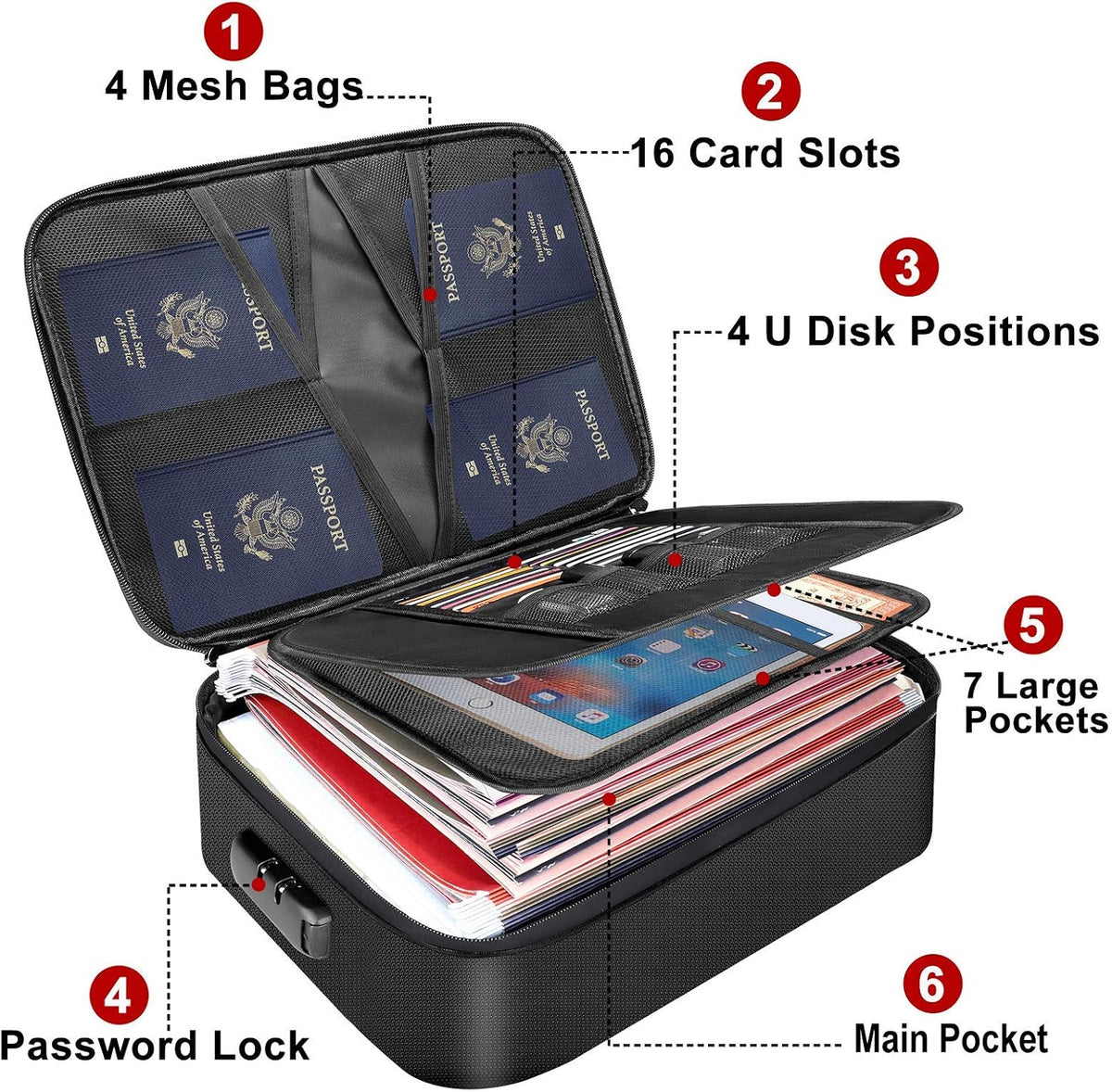 DocSafe - Bolsa de documentos con cerradura, funda de almacenamient...