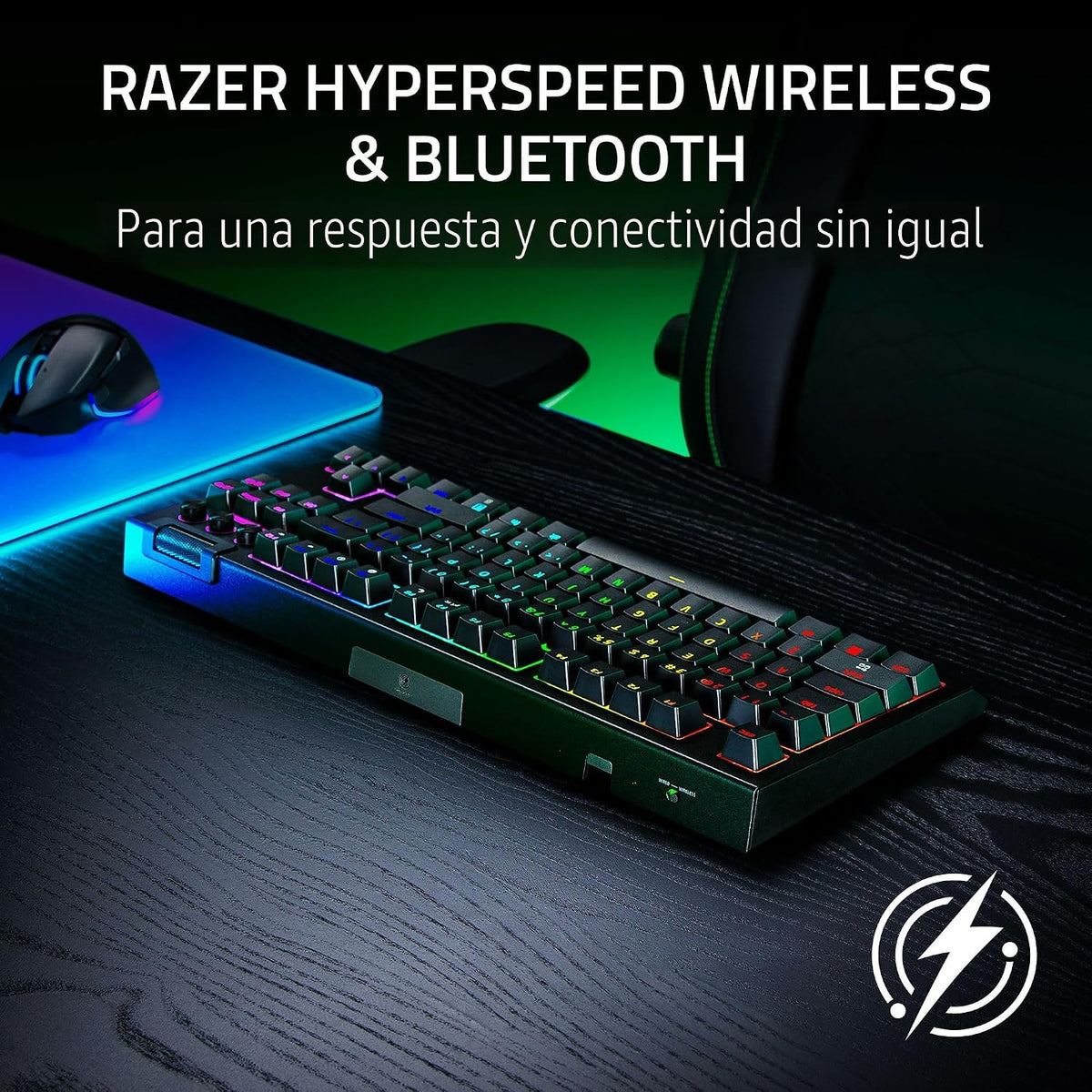 Razer Teclado inalámbrico BlackWidow V4 TKL para juegos, interrupto...