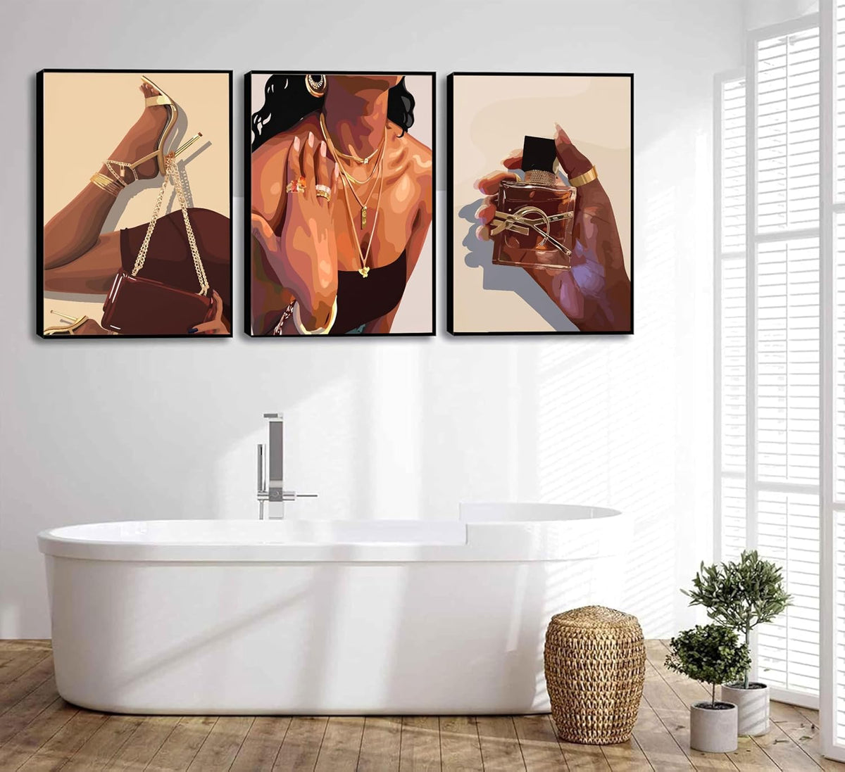 3 piezas de arte de pared de niña negra, mujer afroamericana, lienz...