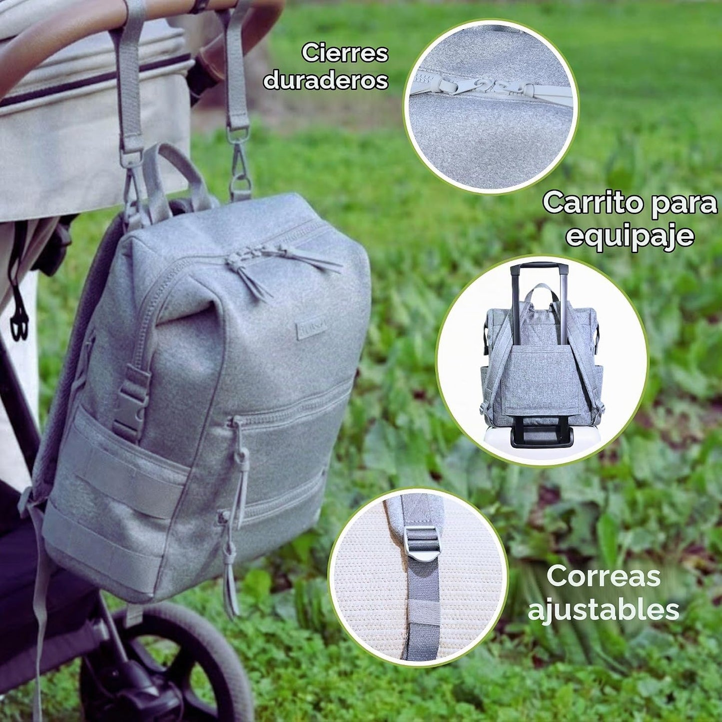 Mochila de pañales de neopreno BUNSO Baby, resistente al agua, moch...