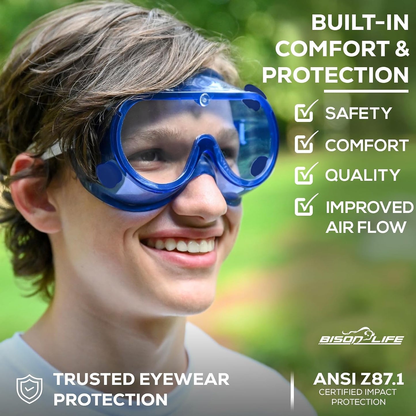 BISON LIFE Gafas de seguridad para niños, gafas protectoras para ni...
