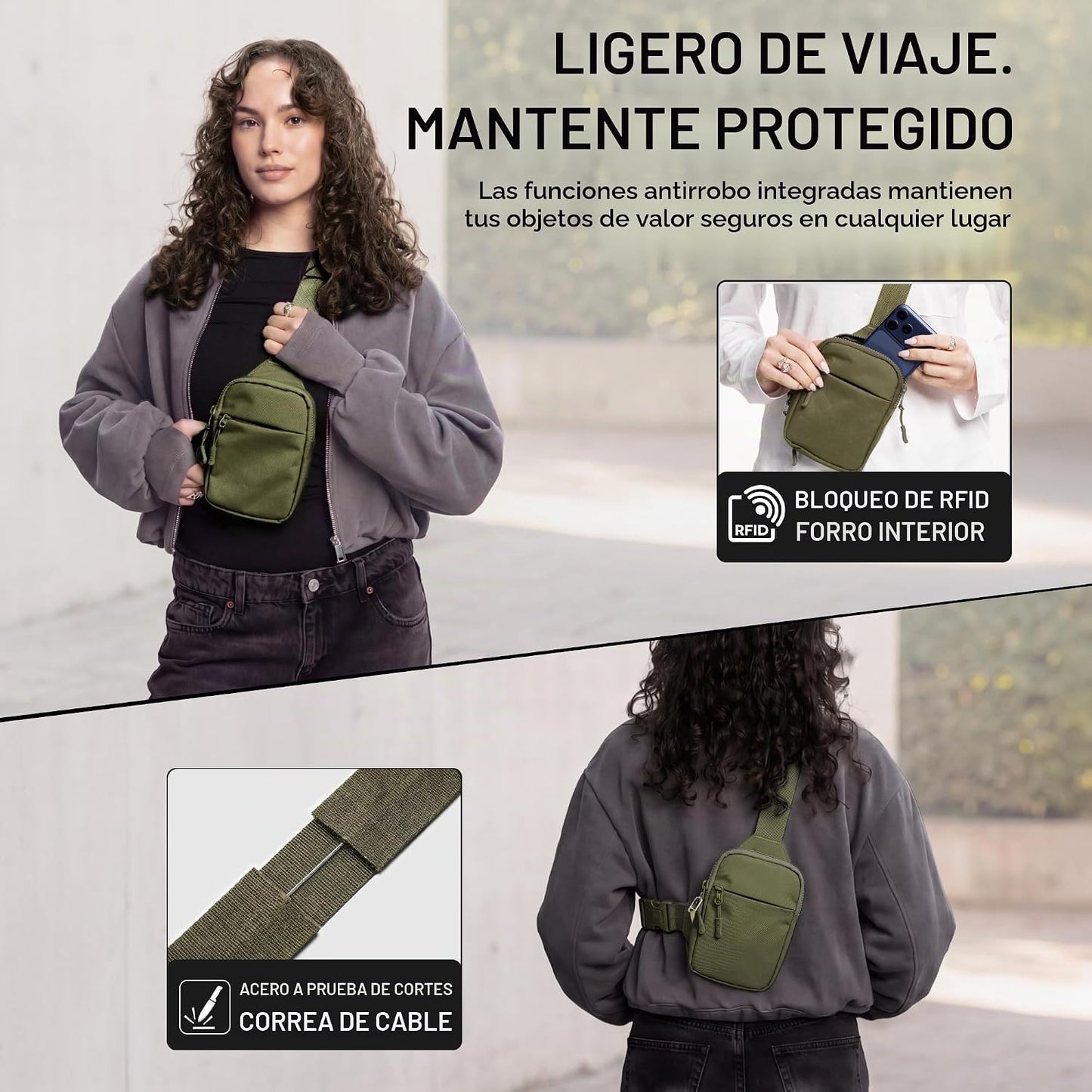 Bolsa bandolera de viaje para hombres y mujeres, bolsas cruzadas an...
