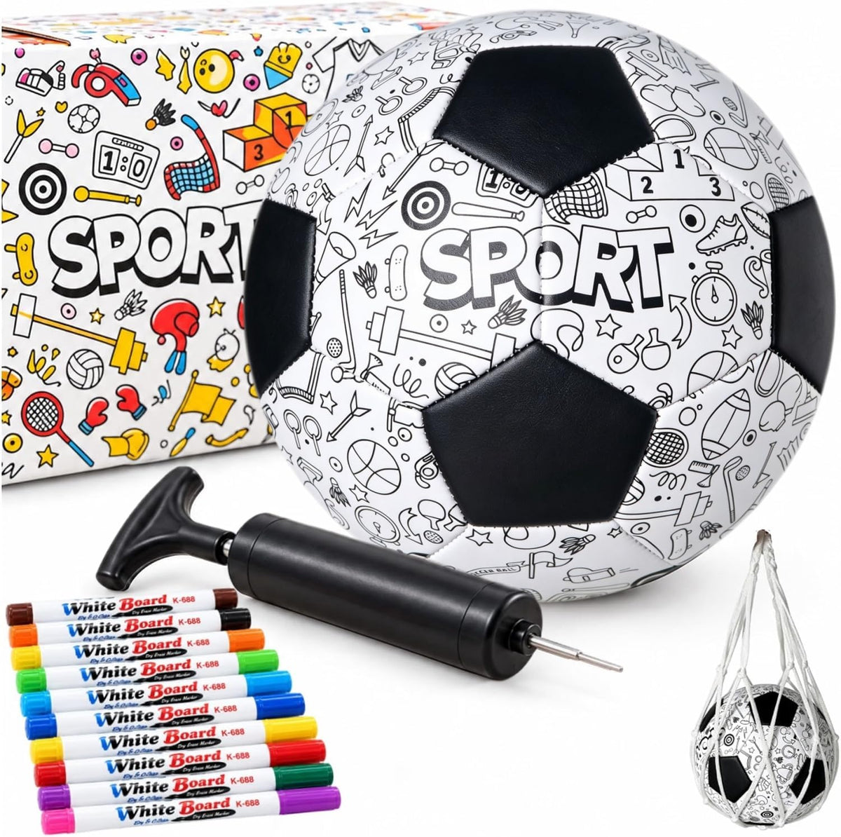 Champhox Colorea tu propio balón de fútbol tamaño 3 para niños 3-7...