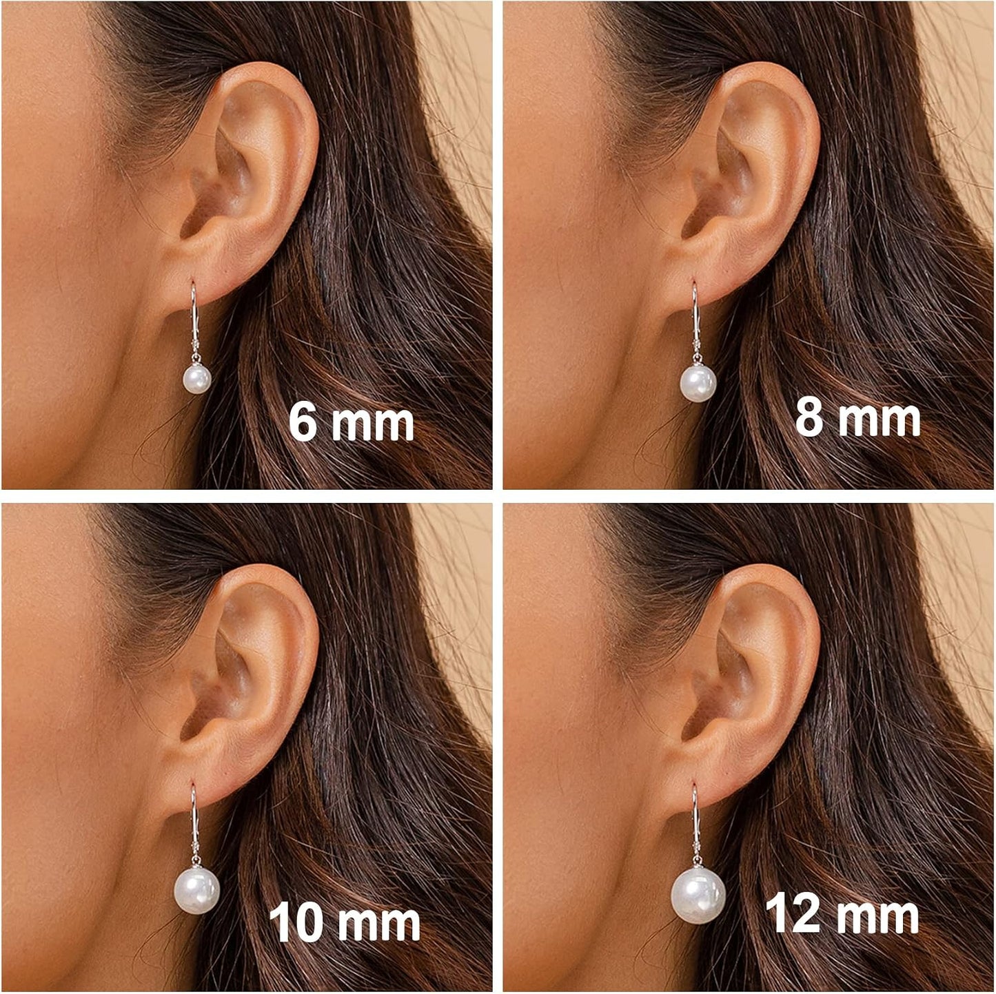 Aretes de perlas cultivadas de agua dulce de calidad AAA+ seleccion...