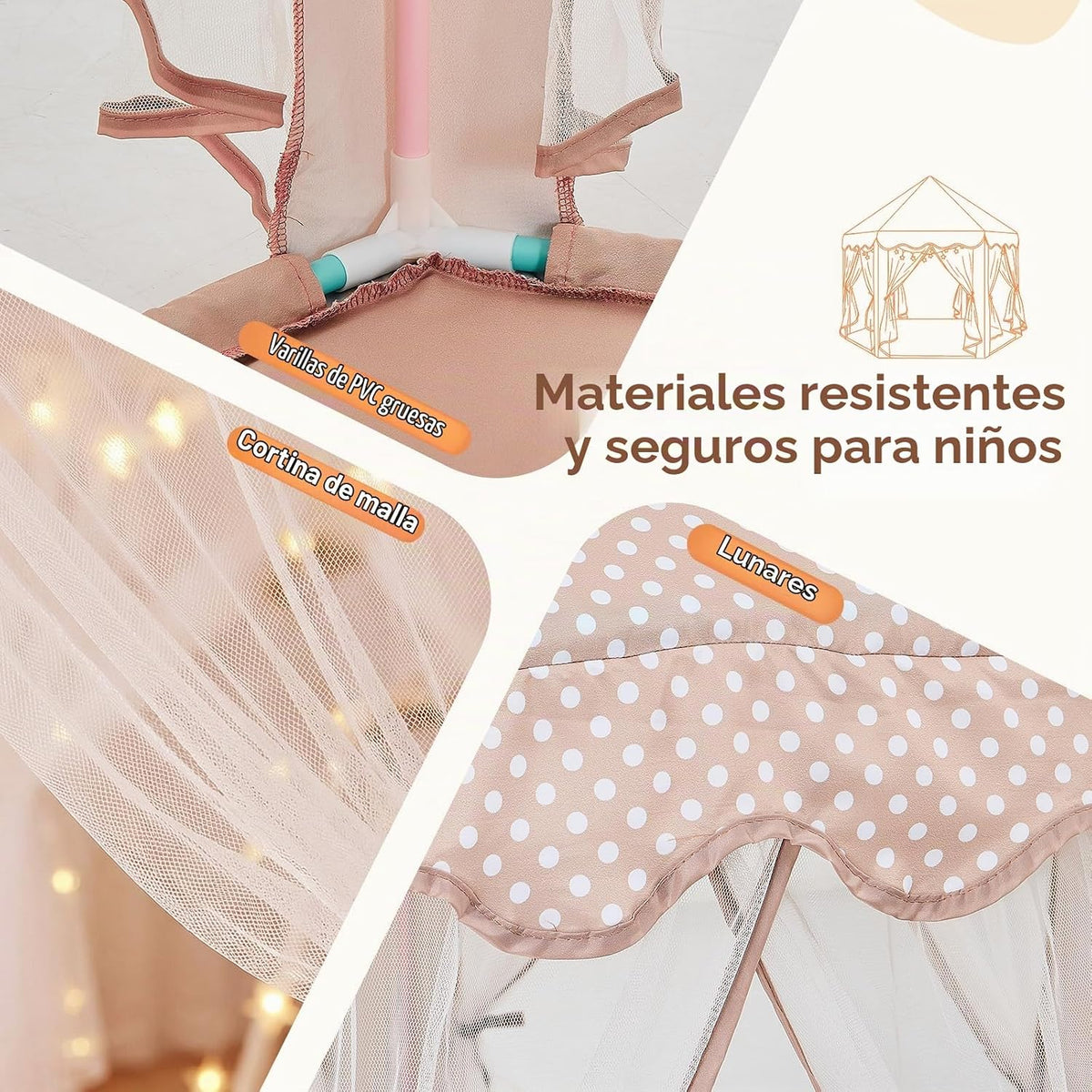 Wilwolfer tienda de campaña tipo castillo de princesa para niñas, t...