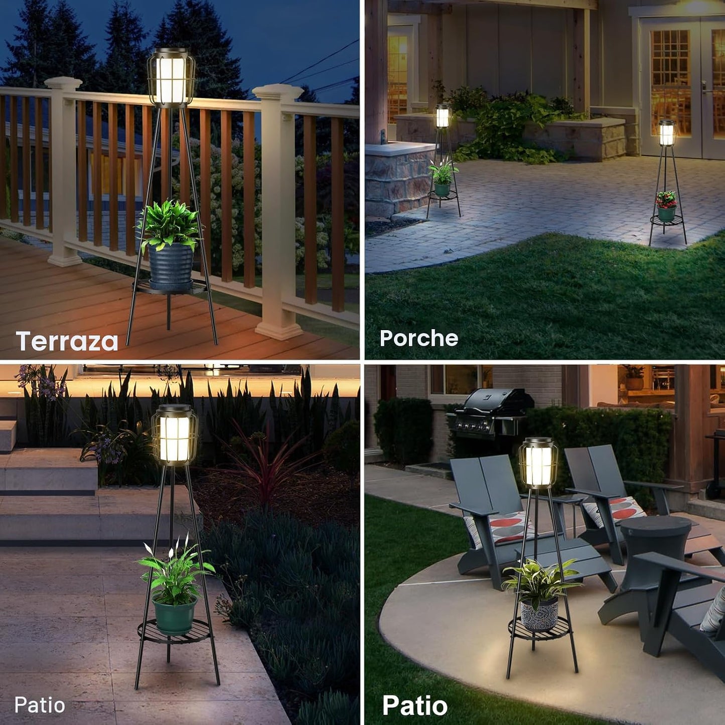 VISFLAIR Paquete de 2 luces solares con soporte para plantas, lámpa...