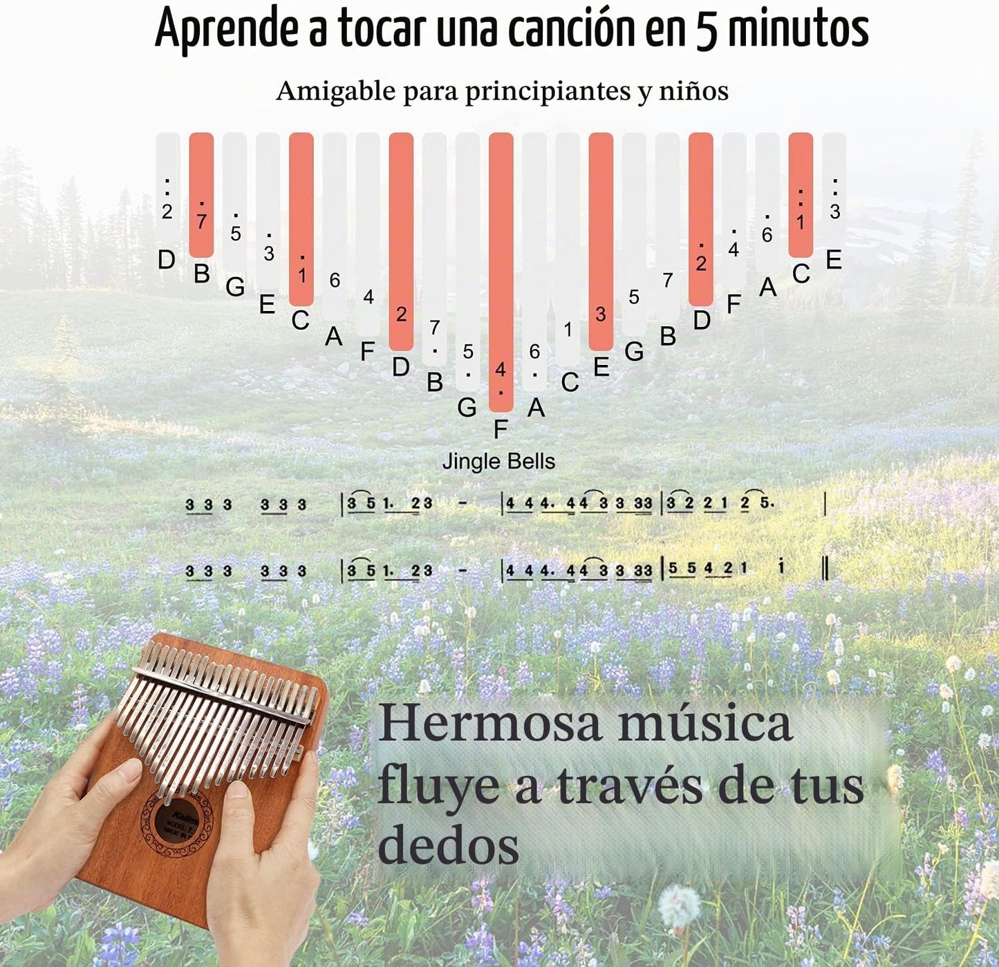 Kalimba - Piano de pulgar, YUNDIE Potable de 17 teclas Mbira Finger...