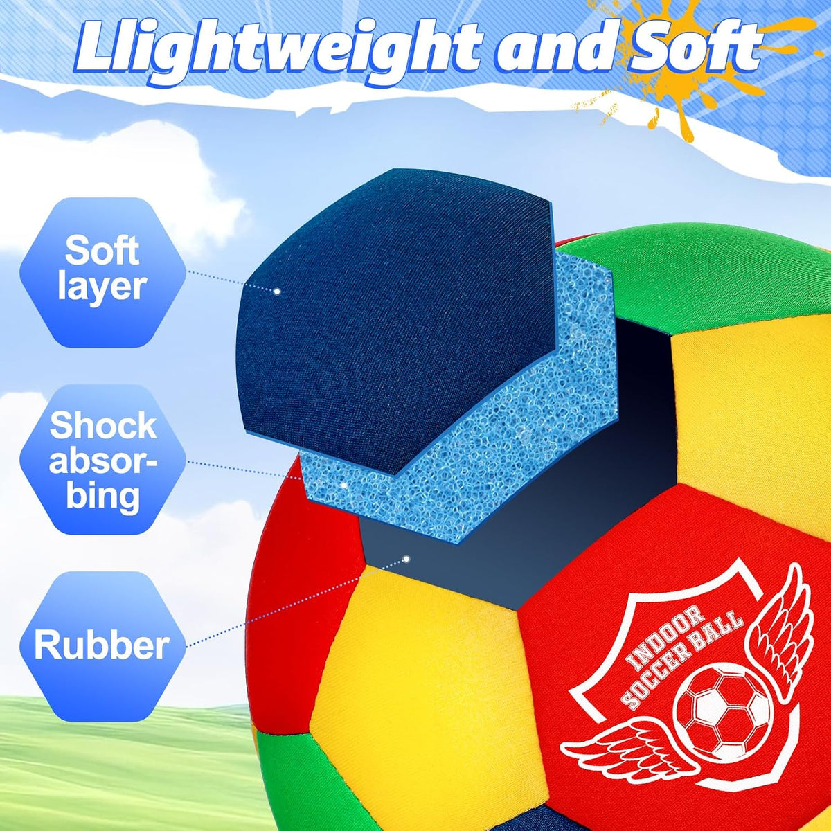HopeRock Pelota de Fútbol Blanda de Espuma para Interior Tamaño 4 p...