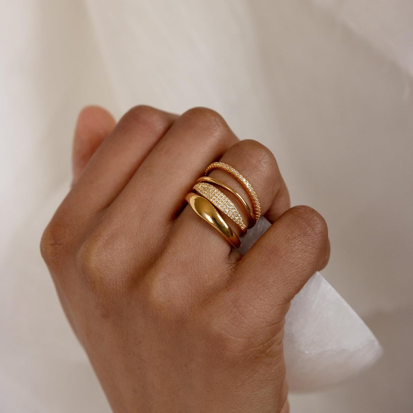 TOBENY Anillos de oro apilables para mujer sin deslustre, delicados...