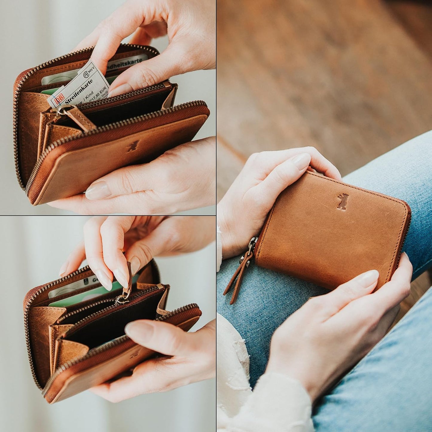 Berliner Bags Cartera de piel Fiona para mujer, cartera compacta co...