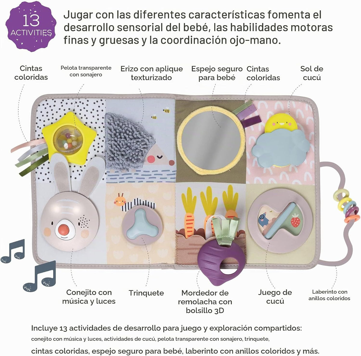 Taf Toys Tablero de actividades para recién nacidos y niños pequeño...