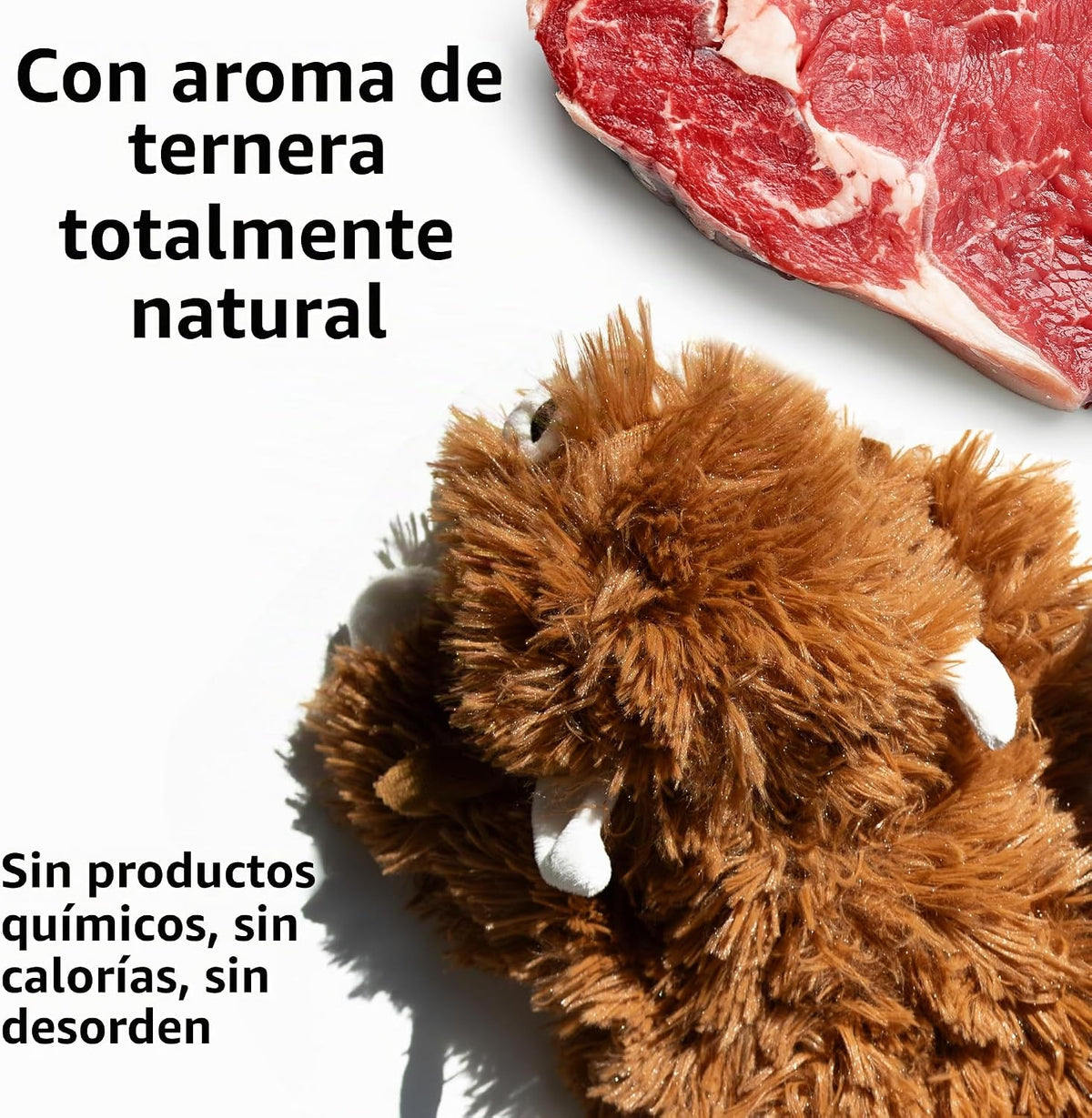 Playology Juguete masticable de vaca de peluche para perros grandes...