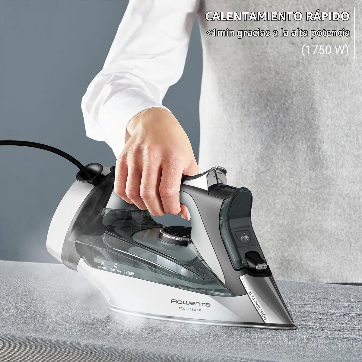 Rowenta Plancha de vapor Focus Excellence de acero inoxidable para...