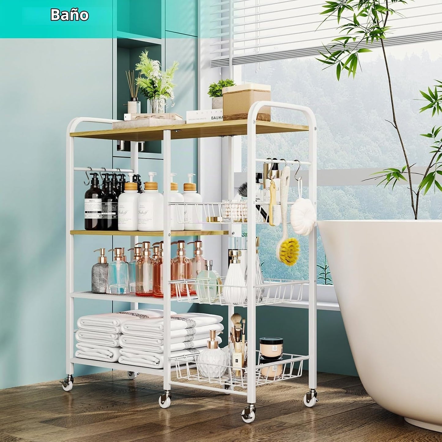 HapiRm Carrito de Cocina con Ruedas para Microondas - Soporte de Me...