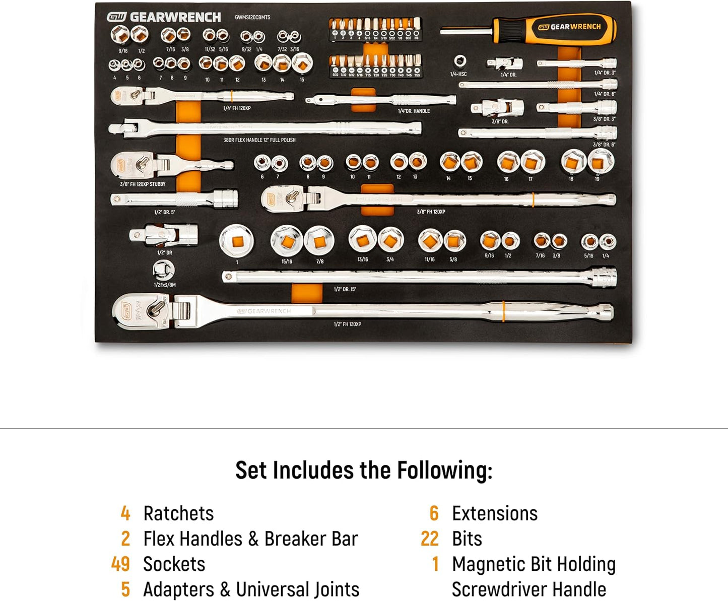 GEARWRENCH 89 piezas 1\/4", 3\/8" y 1\/2" Drive 120XP J...