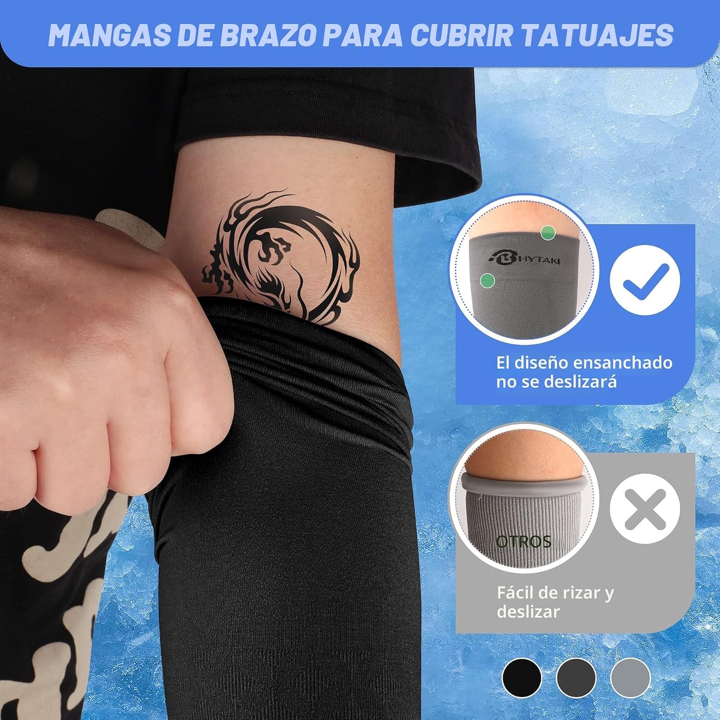 BHYTAKI Mangas de Protección Solar UV, Mangas de Compresión de Braz...