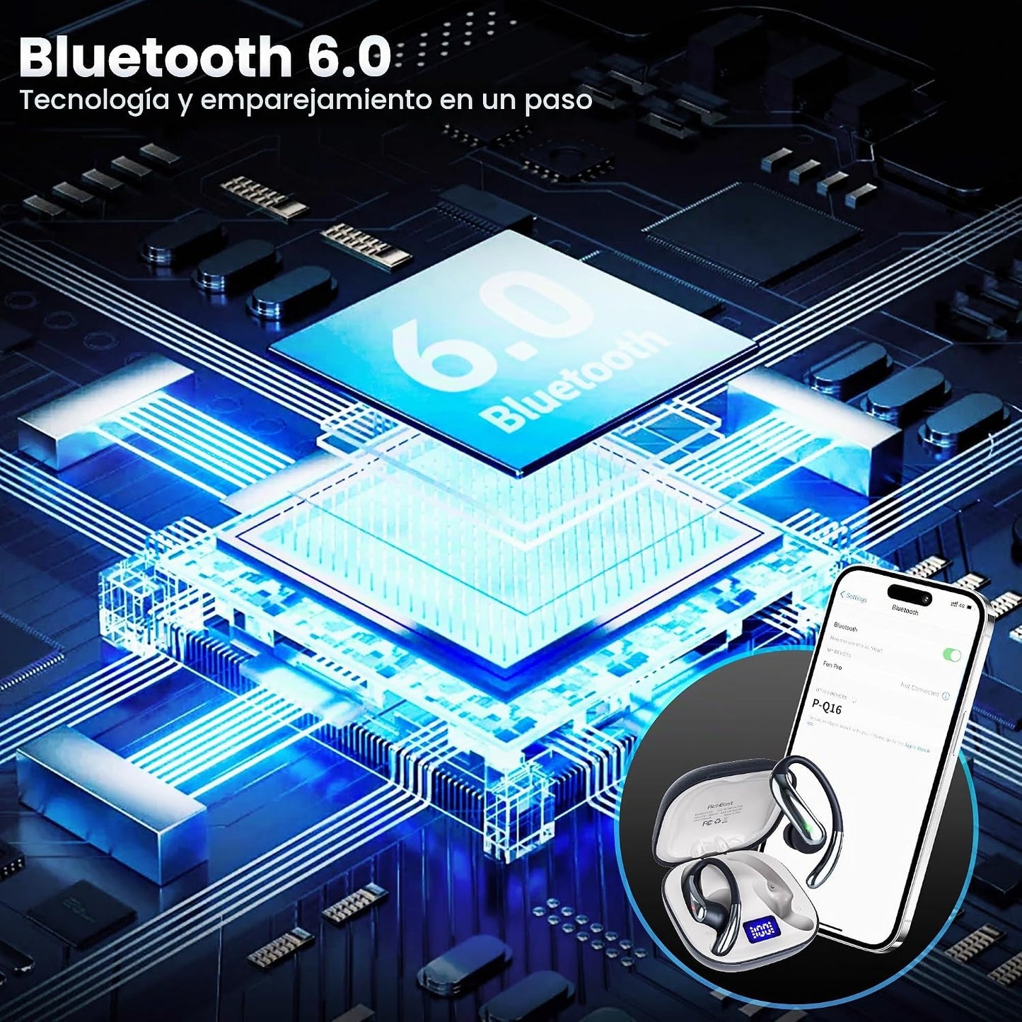 RichEast Auriculares Bluetooth inalámbricos Bluetooth 6.0, auricula...
