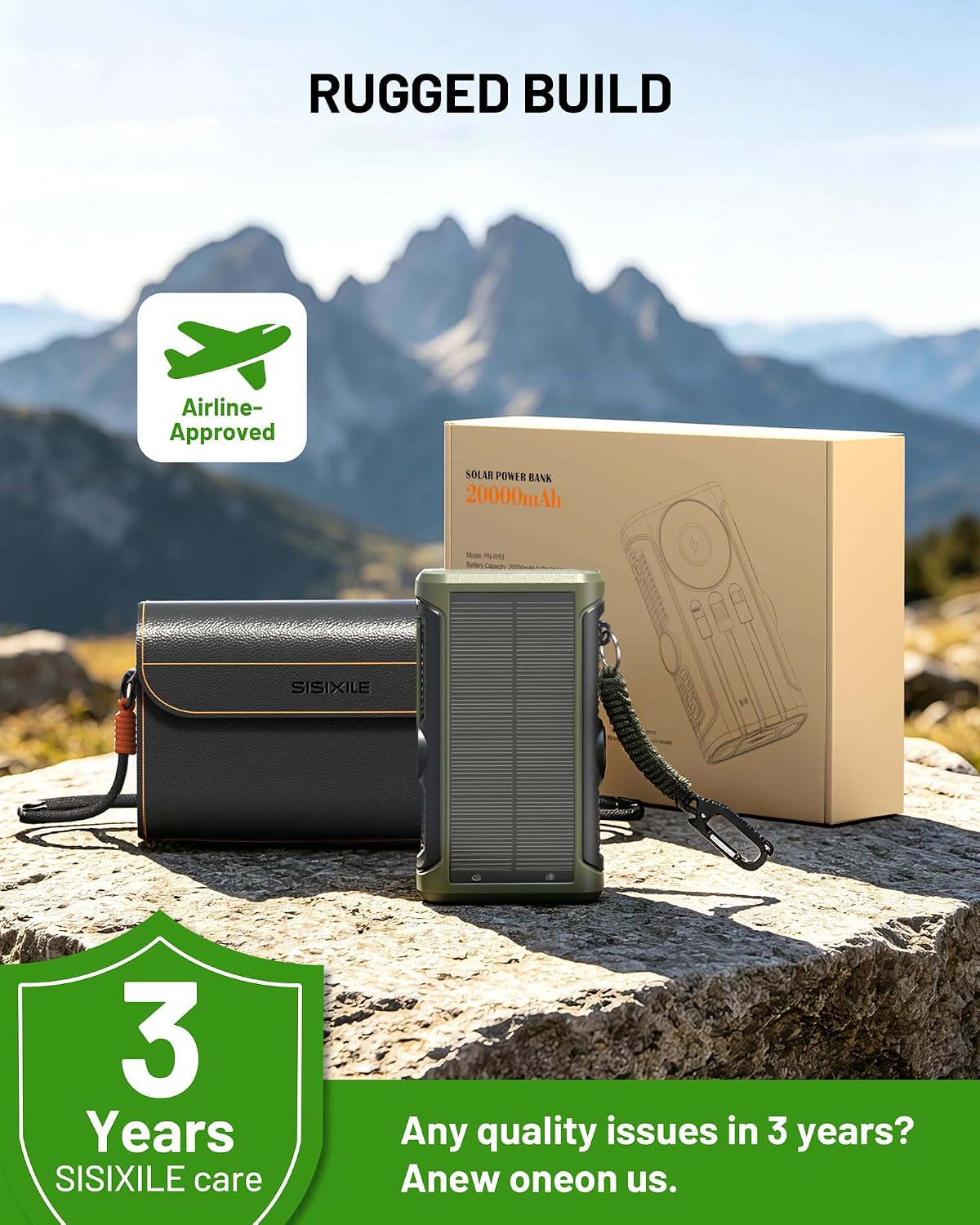 SISIXILE Cargador solar Power Bank 20000mAh: 10W plegable 5 paneles...
