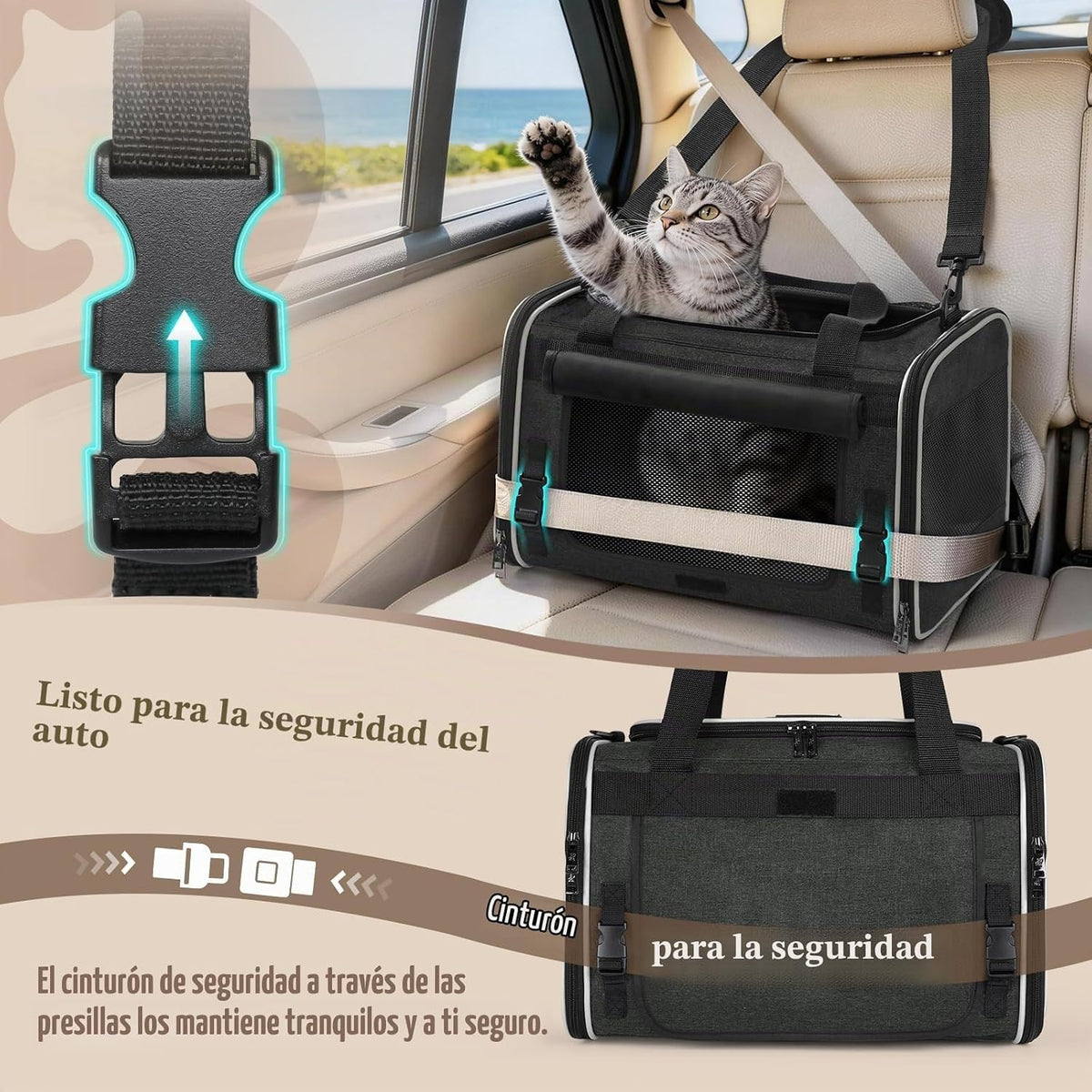 rabbitgoo Transportador de gatos suave, bolsa para mascotas con sol...