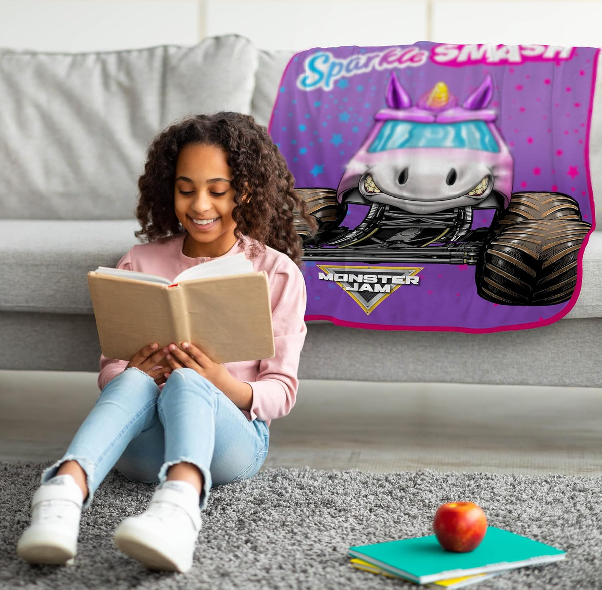 Monster Jam Sparkle Smash Monster Truck - Manta para niños, 46 x 60...