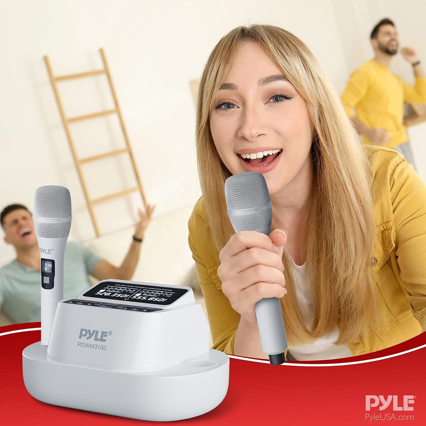 Pyle Sistema de micrófono inalámbrico UHF - Receptor Bluetooth con...