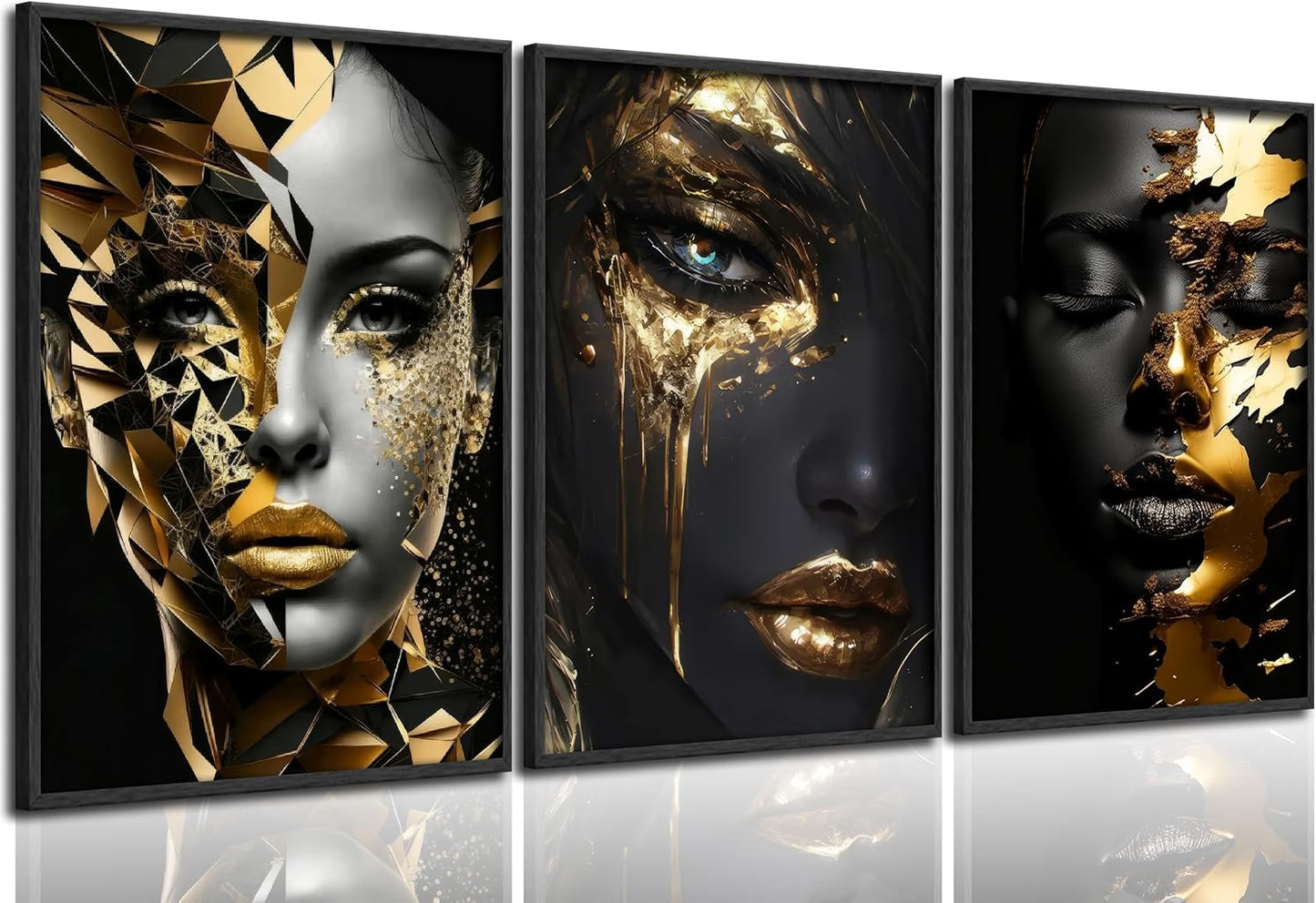 Arte abstracto de mujer negra en lienzo para pared, pintura de muje...