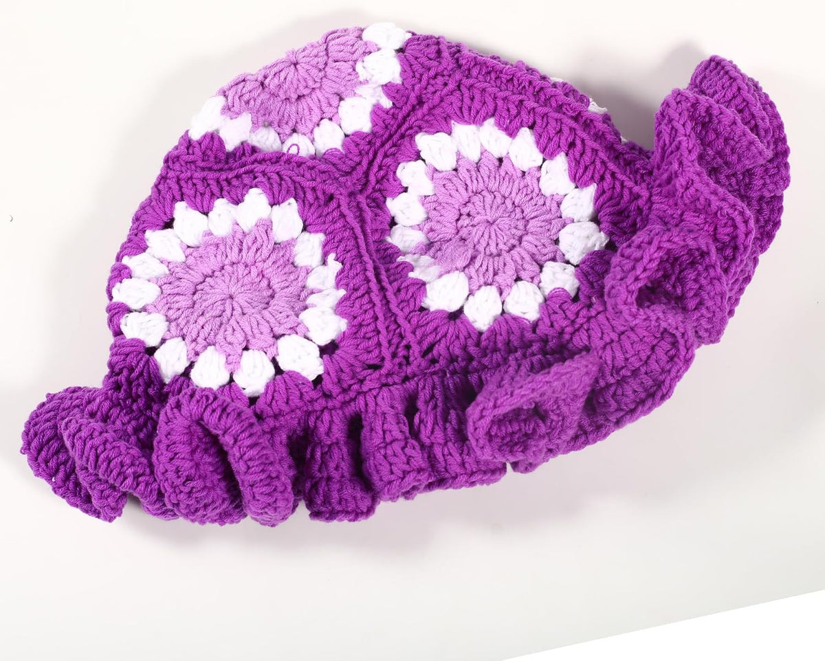 Ahouws Sombrero de pescador de ganchillo para mujer, diseño de flor...