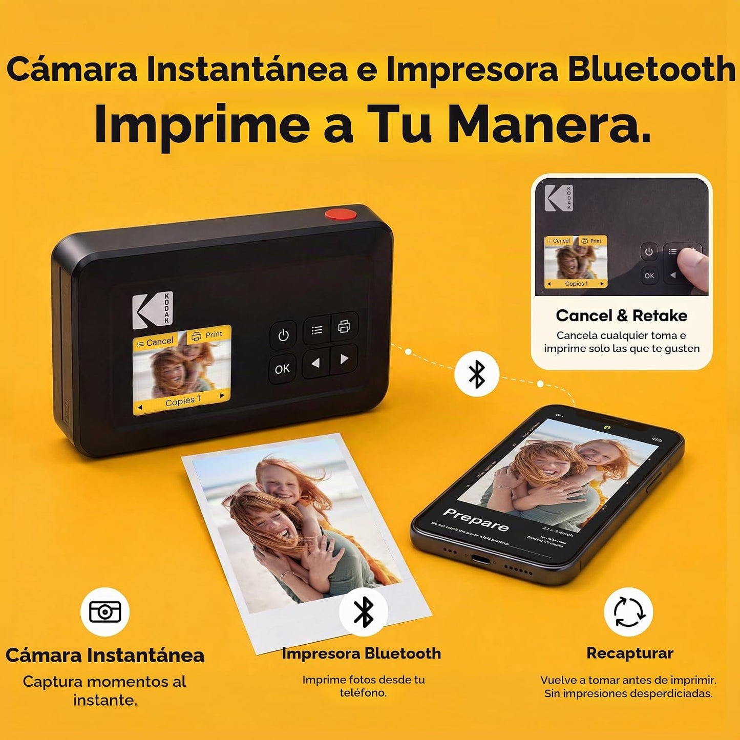 Kodak Mini Shot 2 Retro 4PASS - Cámara digital instantánea 2 en 1 e...