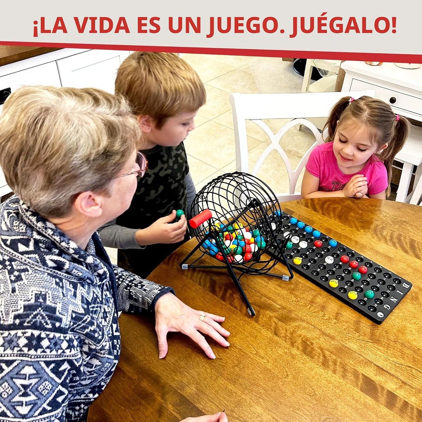 MR CHIPS Juego de bingo profesional de 11 pulgadas de alto con jaul...