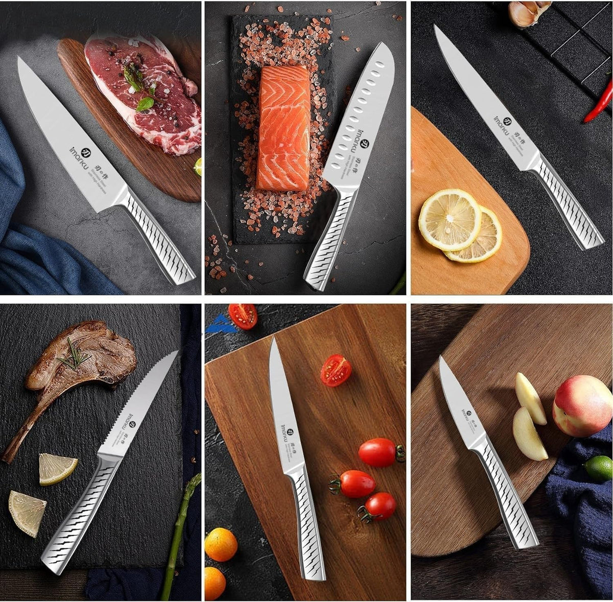 imarku® Juego de cuchillos, juego de 14 piezas para cocina con bloq...
