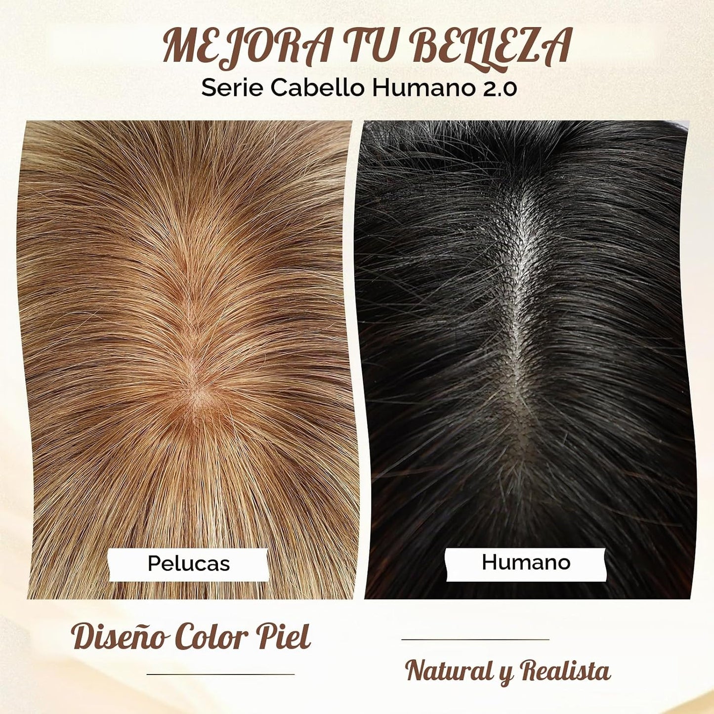 KKU Pelucas de cabello humano rubio castaño degradado para mujer, p...