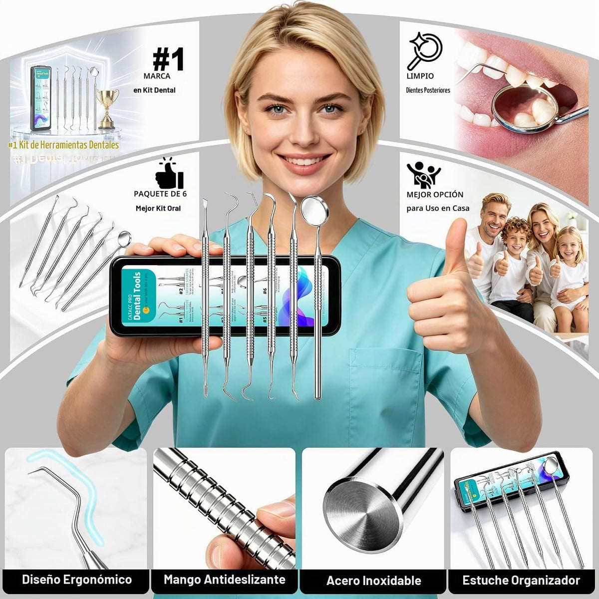 CATACC PRO Herramientas dentales, palillo dental para limpieza de d...