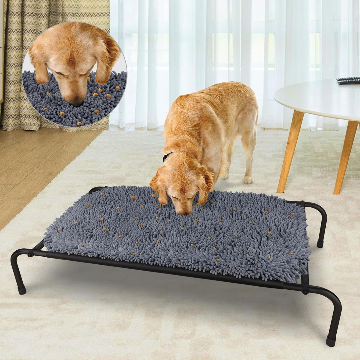 Rundik Cama Elevada para Perros con Función de Alfombrilla Olfativa...