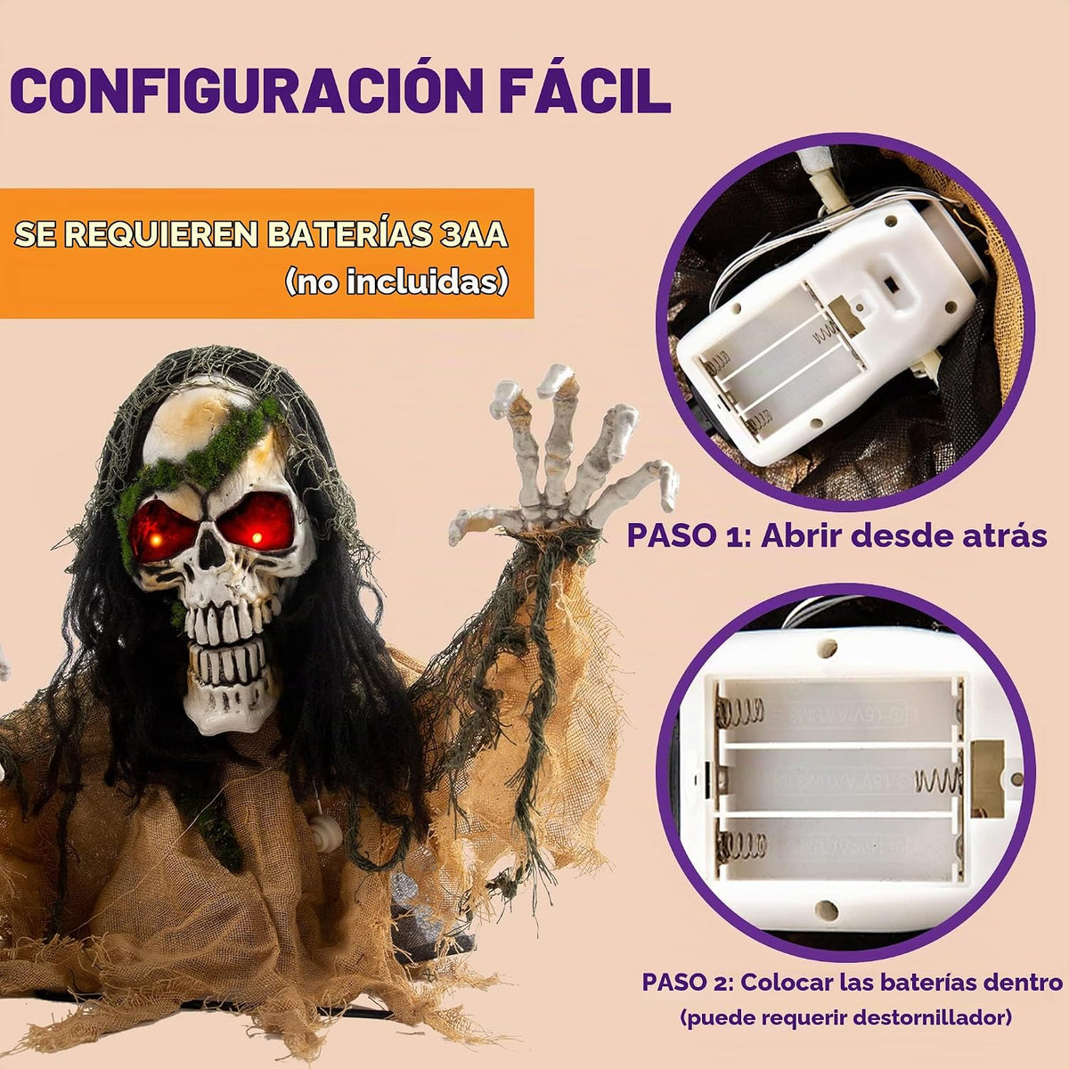 JOYIN Decoración de Halloween para exteriores, animado zombi, rompe...