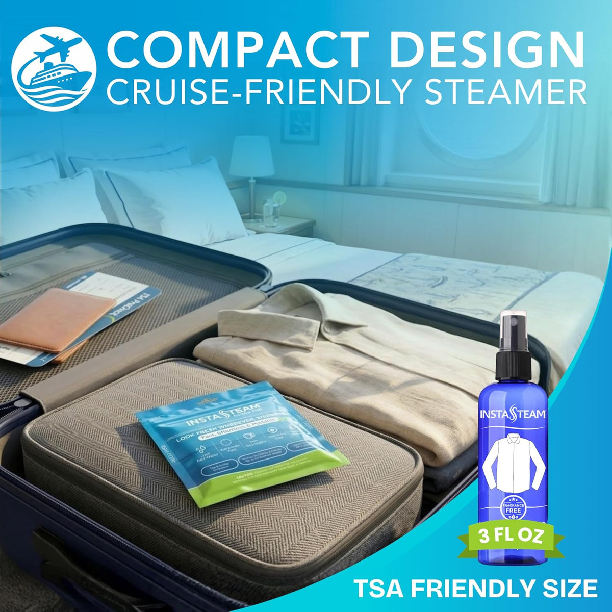InstaSteam Vaporizador de viaje portátil sin electricidad para ropa...