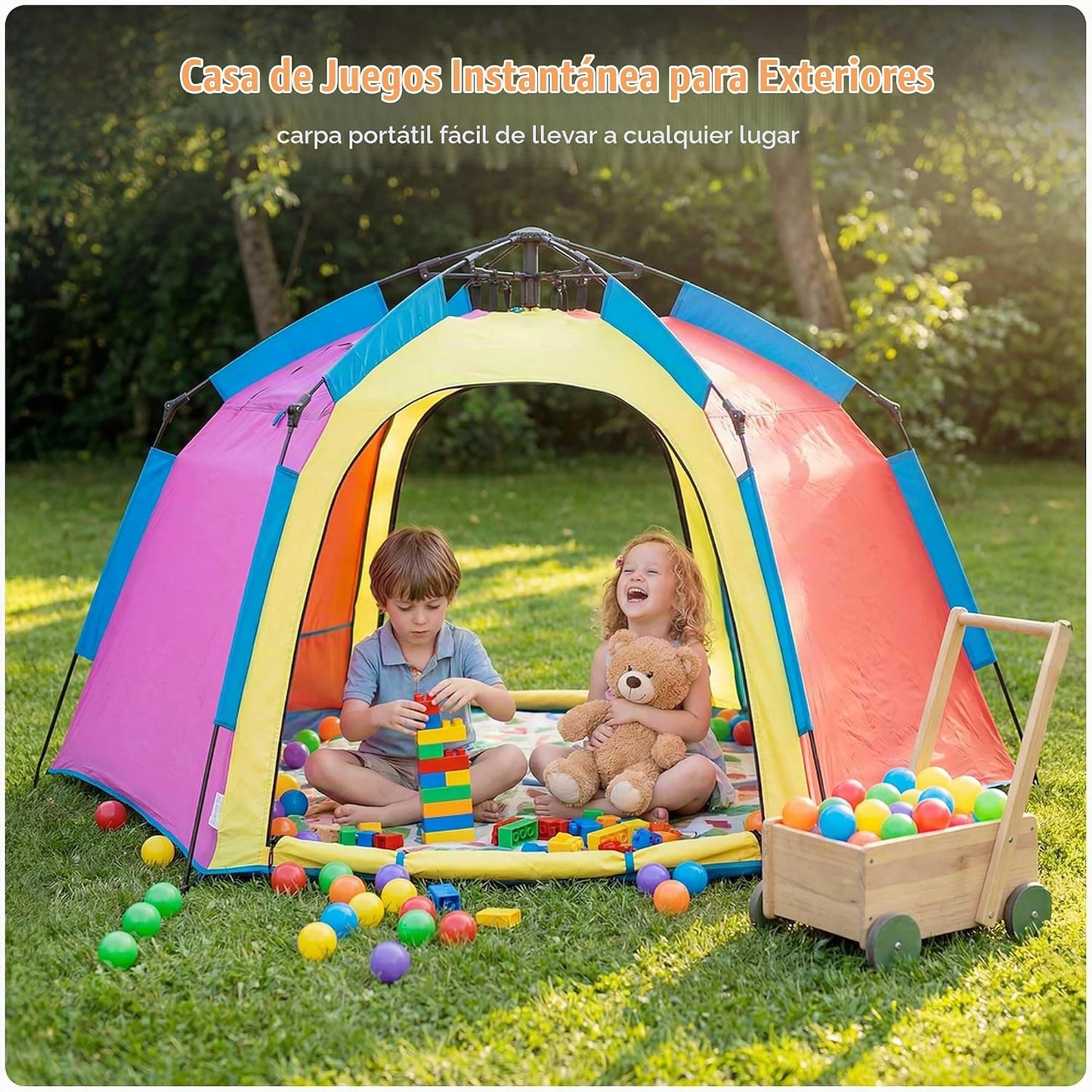 Tienda de campaña hexagonal portátil para niños con tira de luces L...