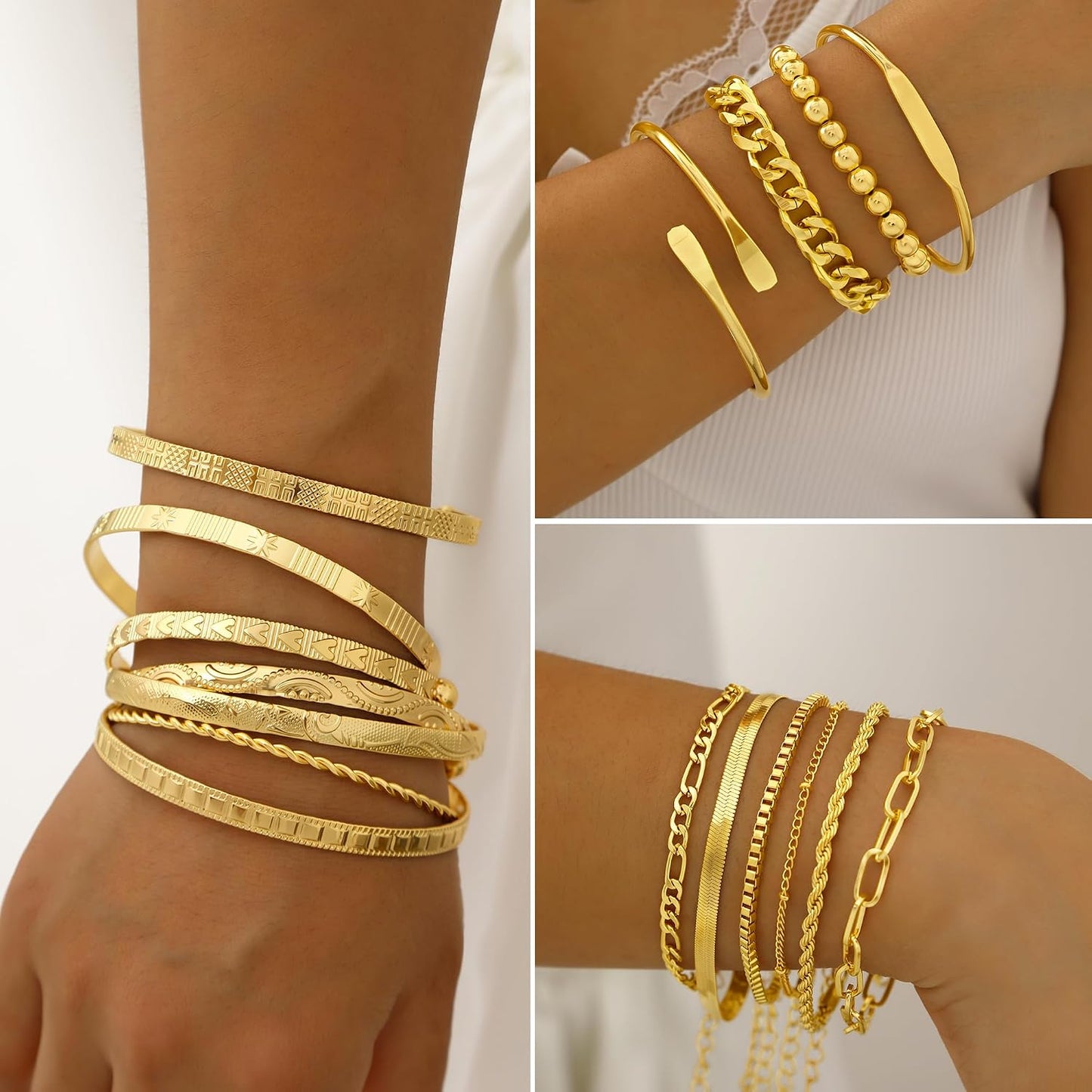 FAXHION Juego de joyas de oro para mujer, 68 piezas, con 7 collares...