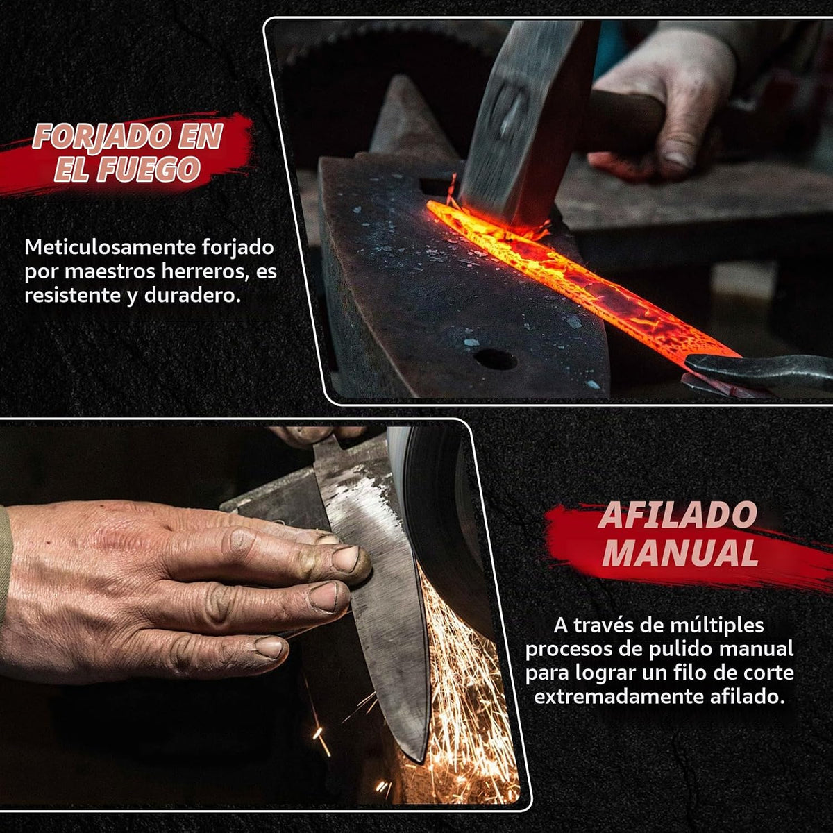 MDHAND - Juego de cuchillos de carnicero, juego de cuchillos de che...
