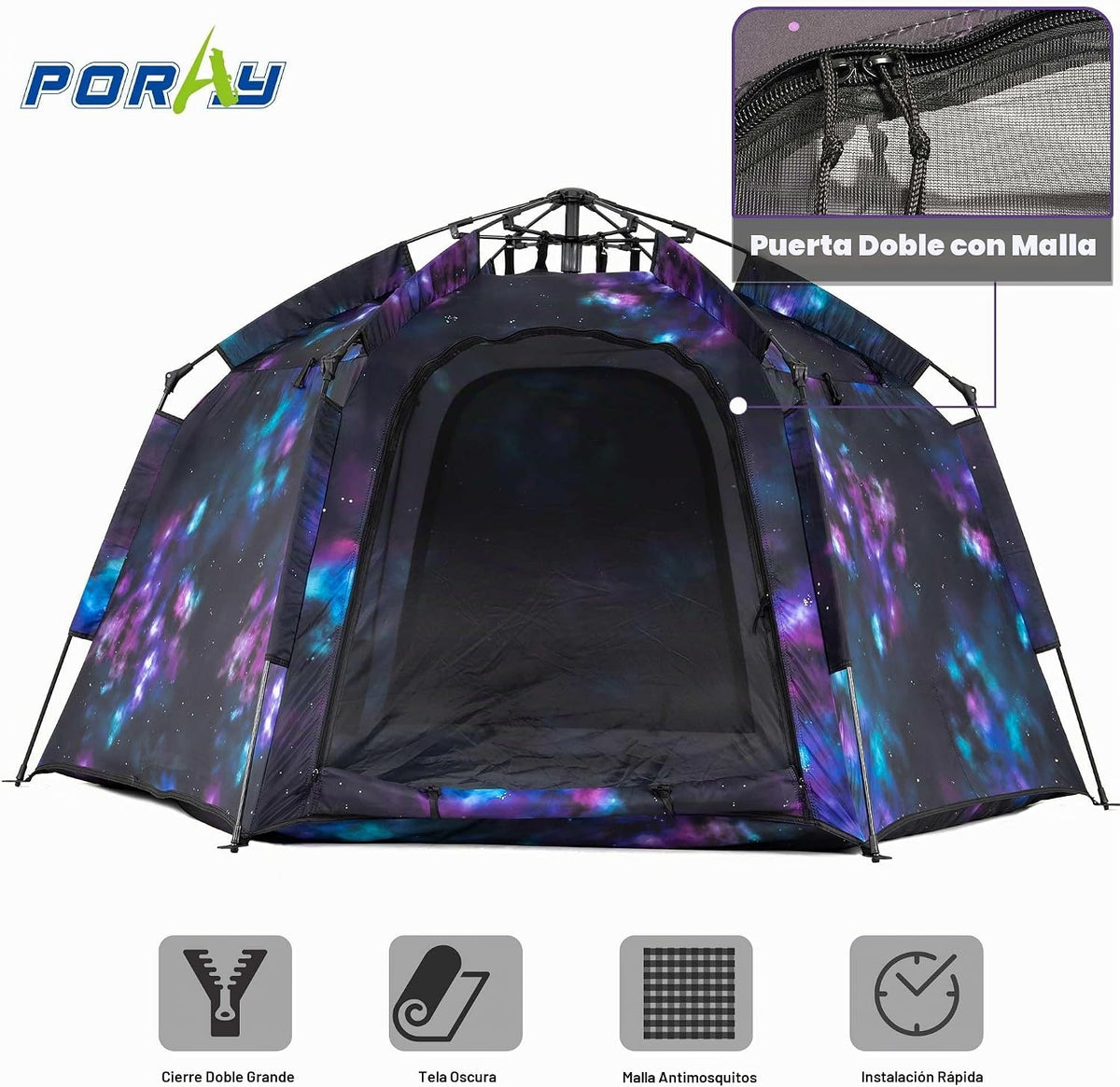 Tienda de campaña hexagonal portátil para niños con tira de luces L...