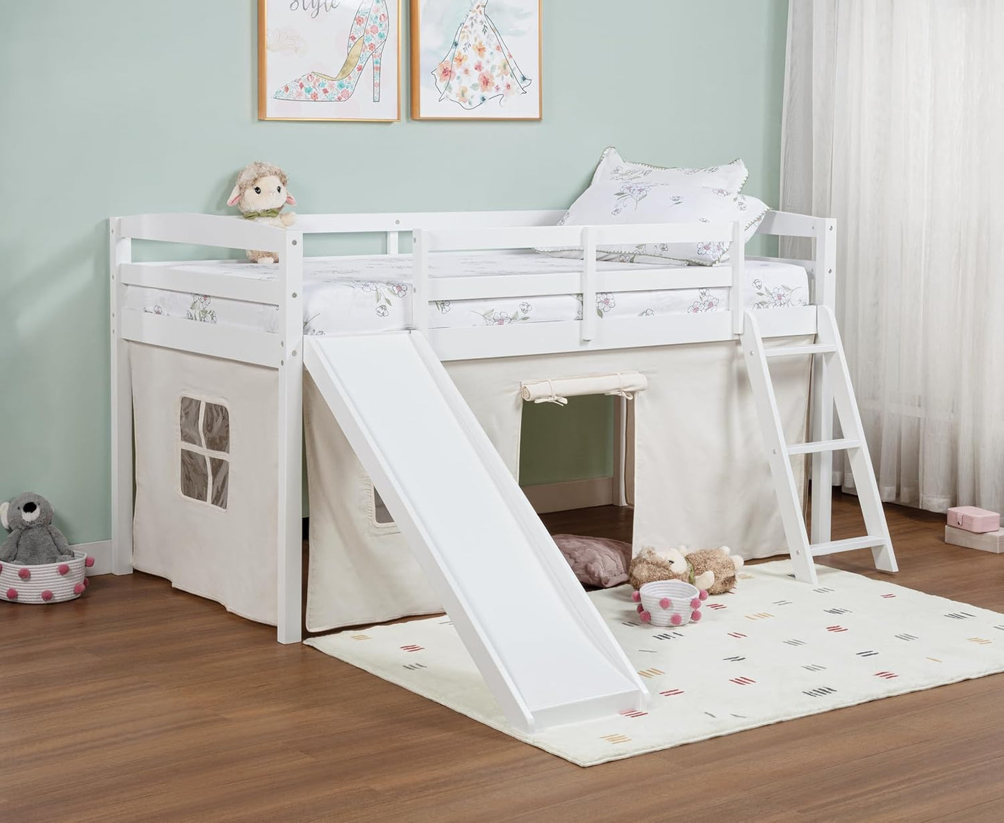 Spirich Cama Loft para Niños con Tobogán y Escalera, Marcos de Cama...